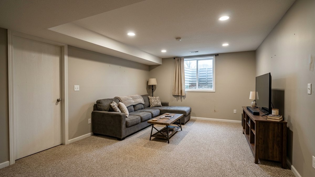 Finished basement room in a Yankton resale home.